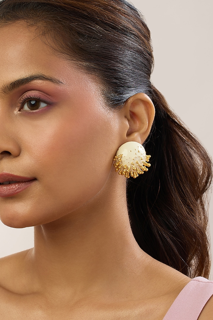 Gold Plated Round Stud Earrings by MNSH at Pernia's Pop Up Shop