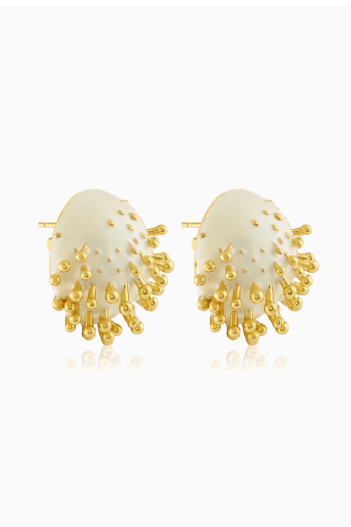 Gold Plated Round Stud Earrings by MNSH at Pernia's Pop Up Shop