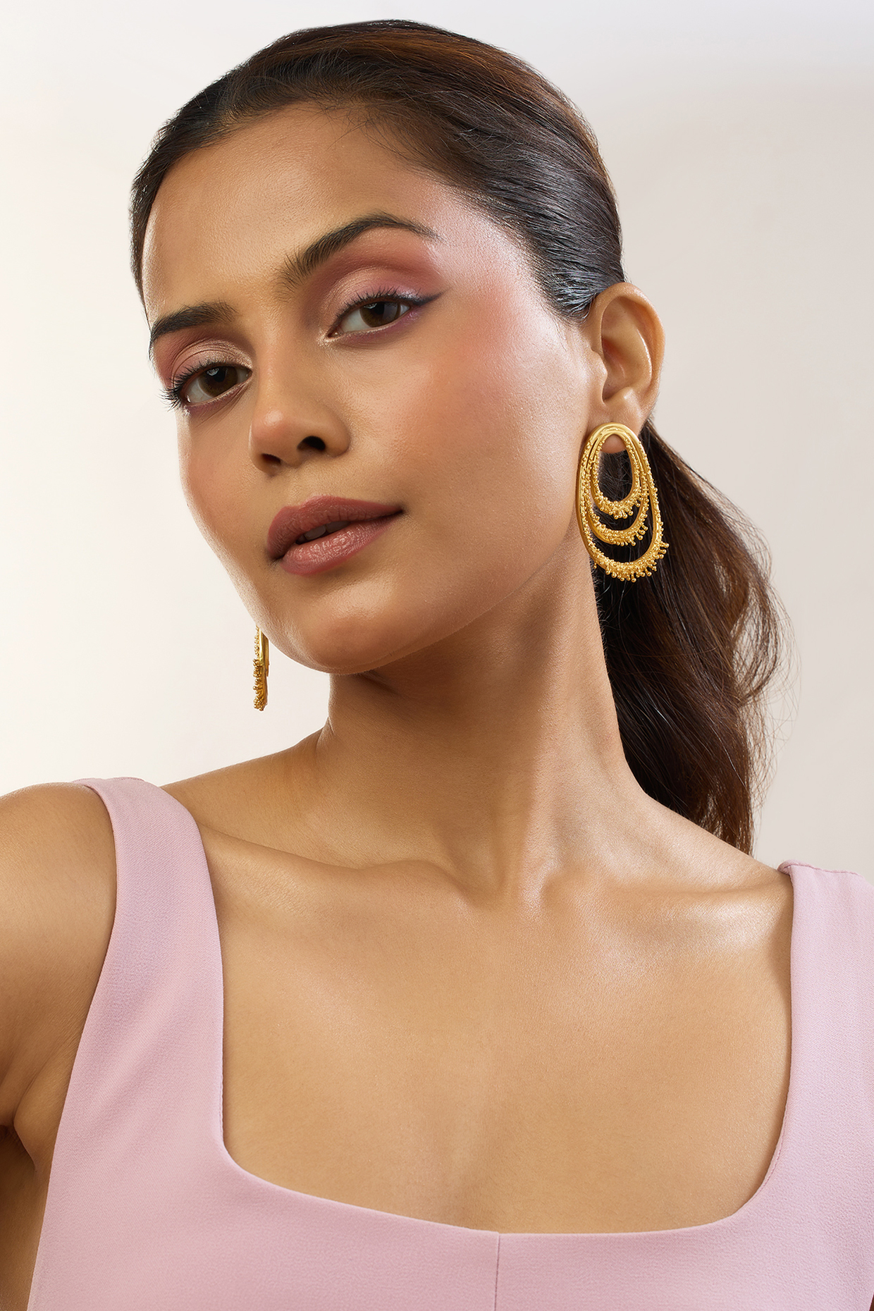 Gold Plated Vine Drop Stud Earrings by MNSH at Pernia's Pop Up Shop