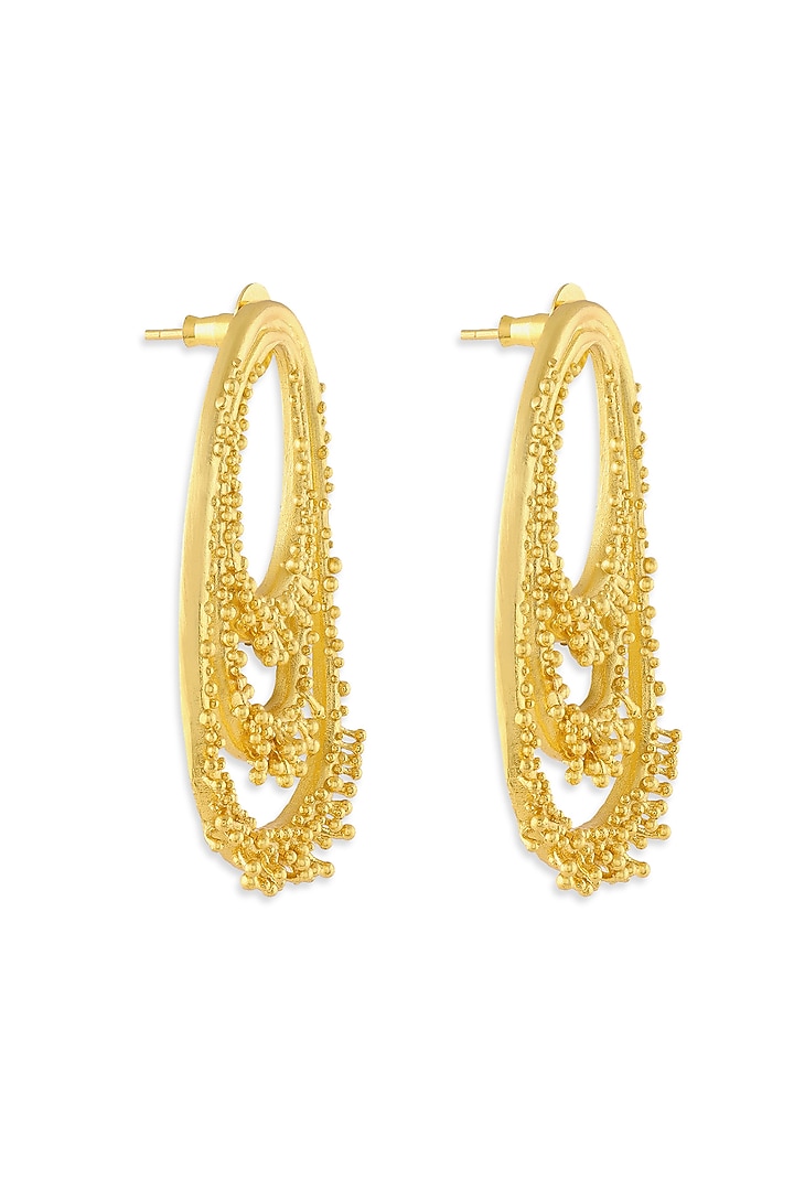 Gold Plated Vine Drop Stud Earrings by MNSH at Pernia's Pop Up Shop
