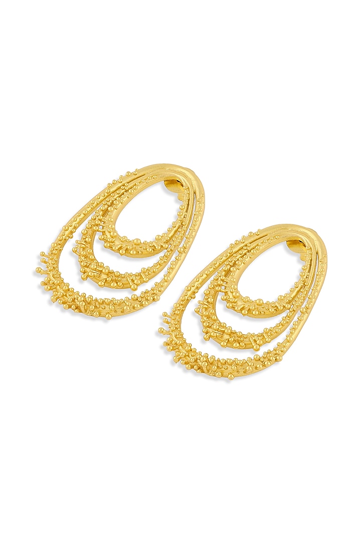 Gold Plated Vine Drop Stud Earrings by MNSH at Pernia's Pop Up Shop
