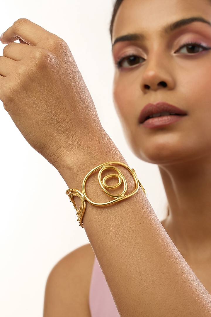 Gold Plated Adjustable Cuff Bracelet by MNSH at Pernia's Pop Up Shop
