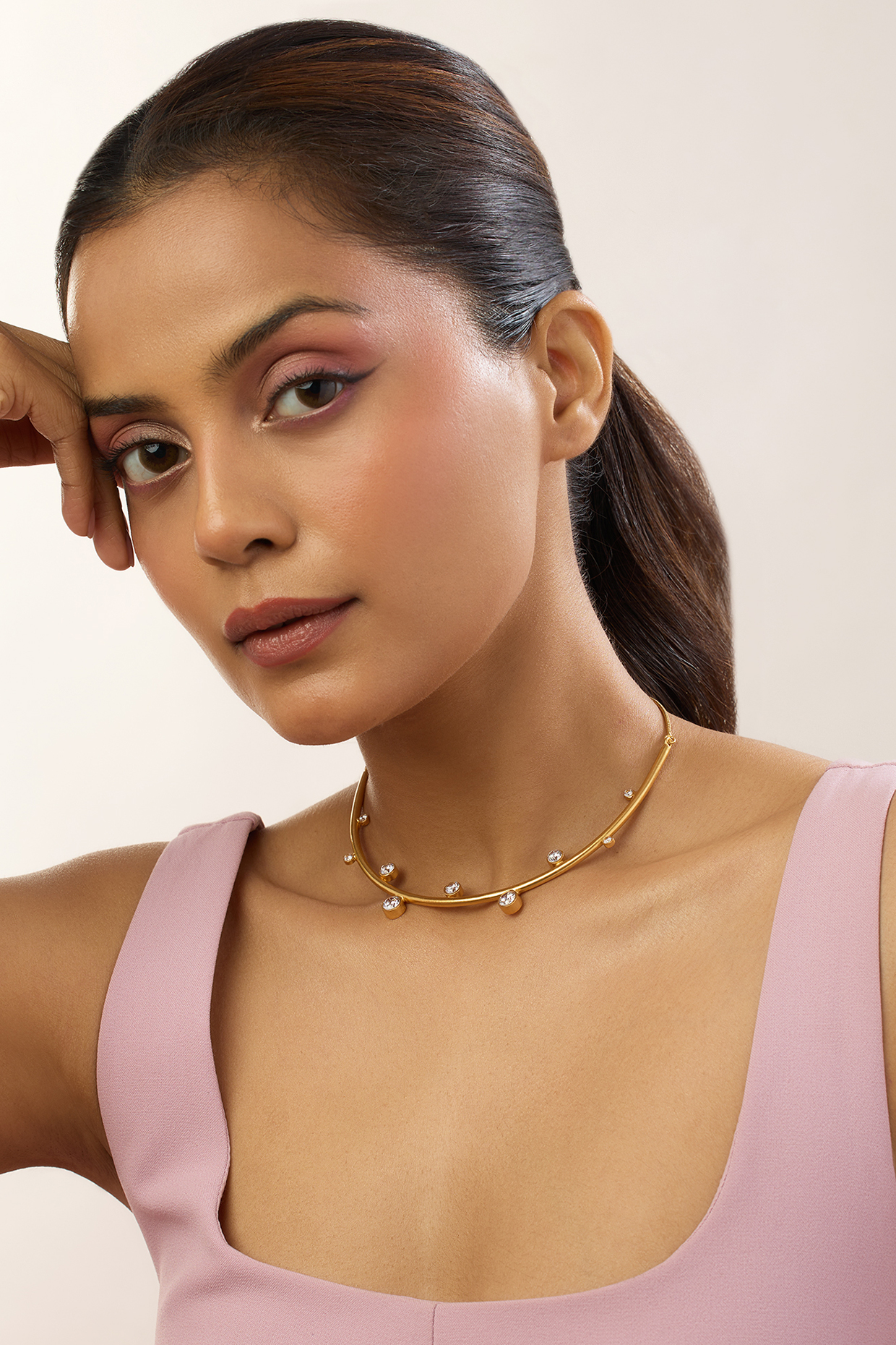 Gold Plated Diamond Necklace by MNSH at Pernia's Pop Up Shop