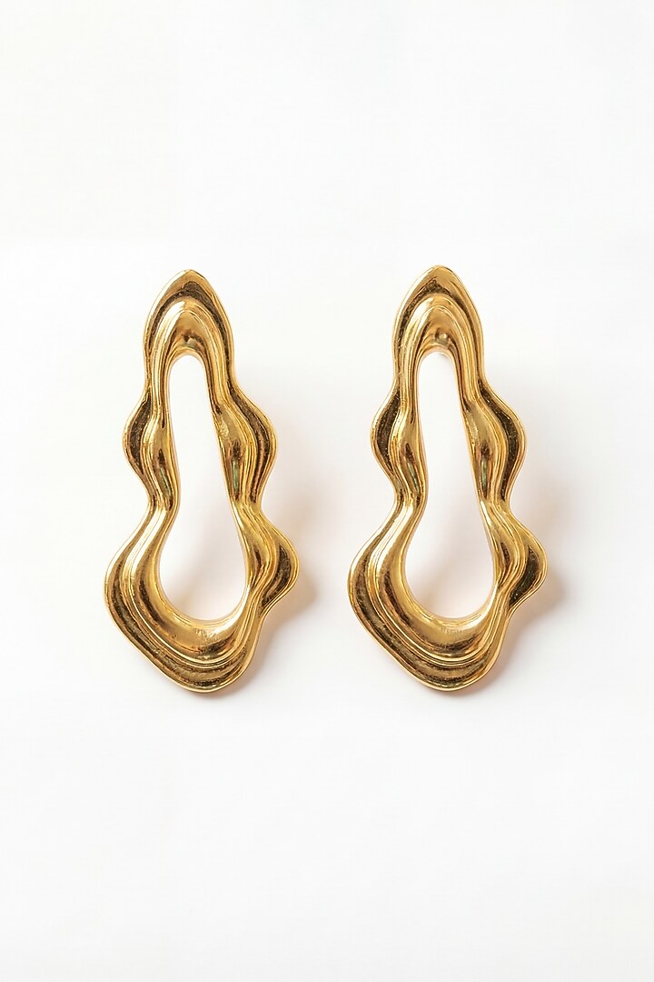 Gold Plated Brass Flow Dangler Earrings by MNSH at Pernia's Pop Up Shop