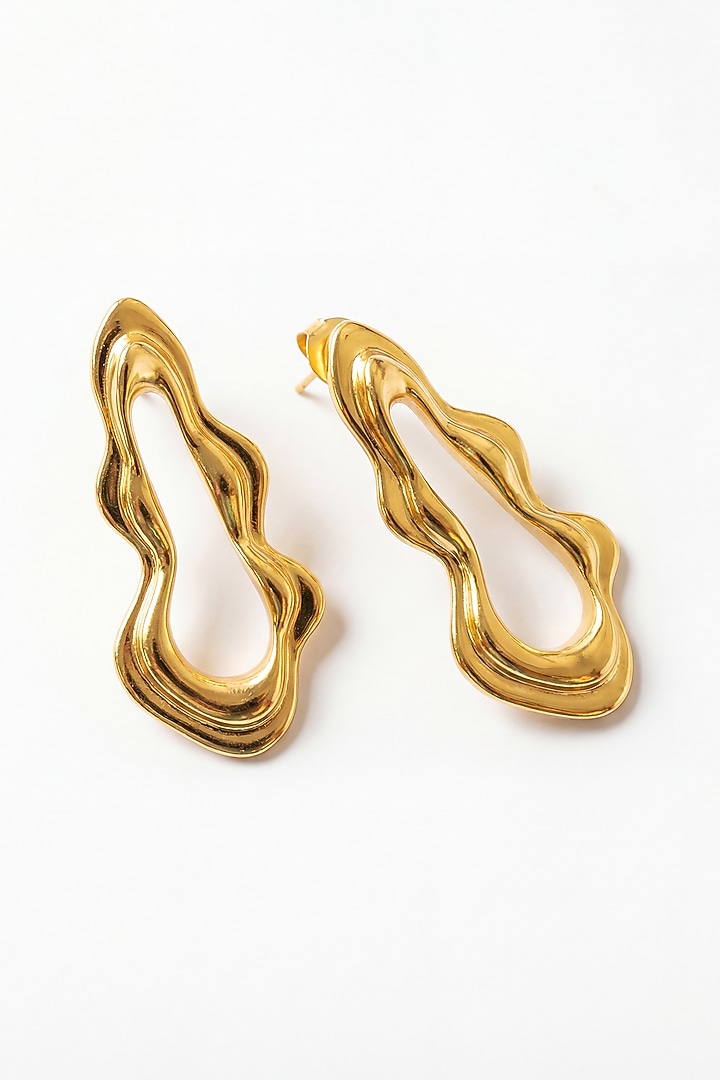 Gold Plated Brass Flow Dangler Earrings by MNSH at Pernia's Pop Up Shop