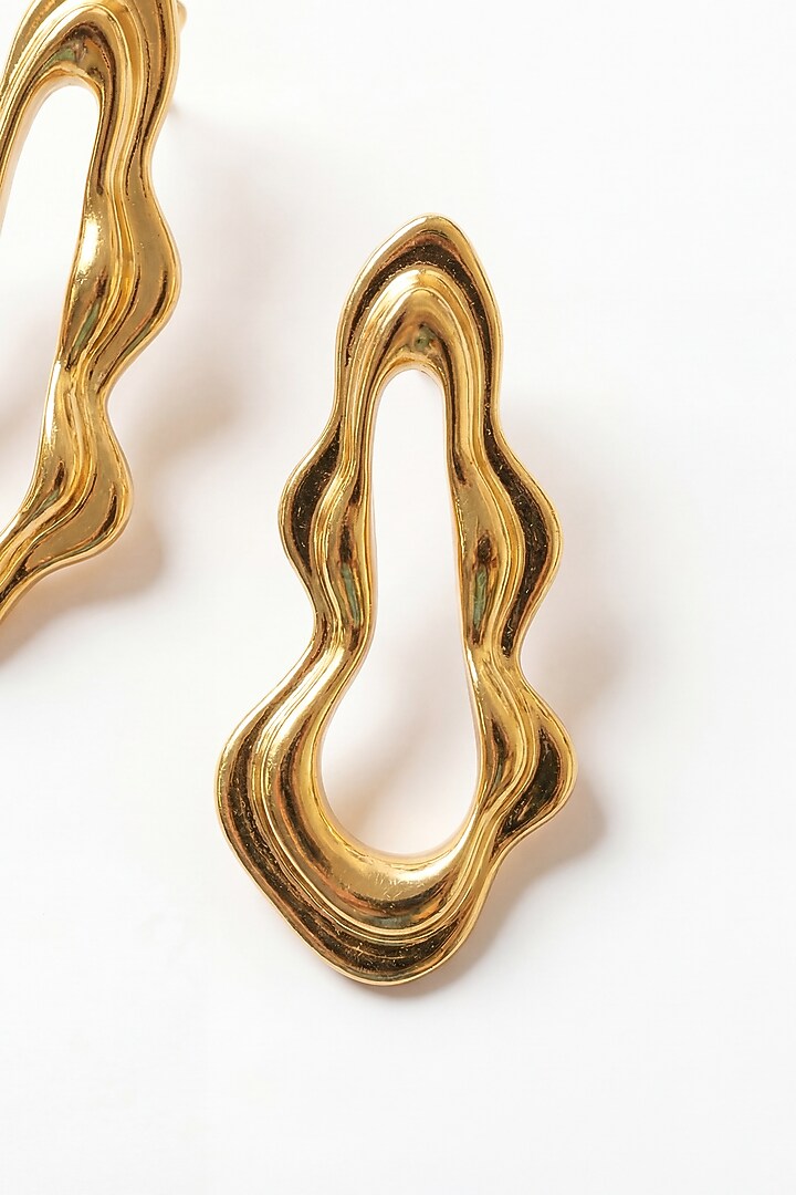 Gold Plated Brass Flow Dangler Earrings by MNSH at Pernia's Pop Up Shop