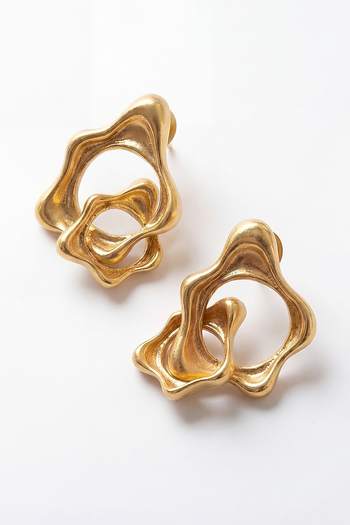 Gold Plated Brass Fluid Duo Earrings by MNSH at Pernia's Pop Up Shop