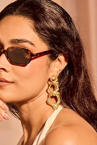 Gold Plated Brass Fluid Trio Earrings by MNSH