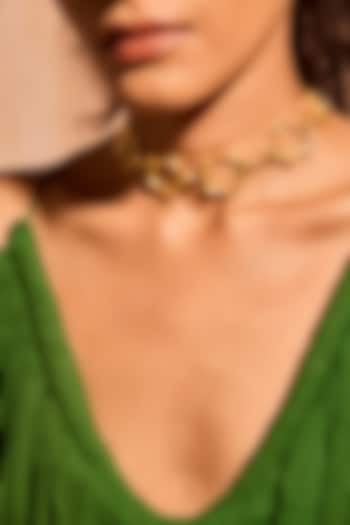 Gold Plated Brass Fluid Choker Necklace by MNSH at Pernia's Pop Up Shop