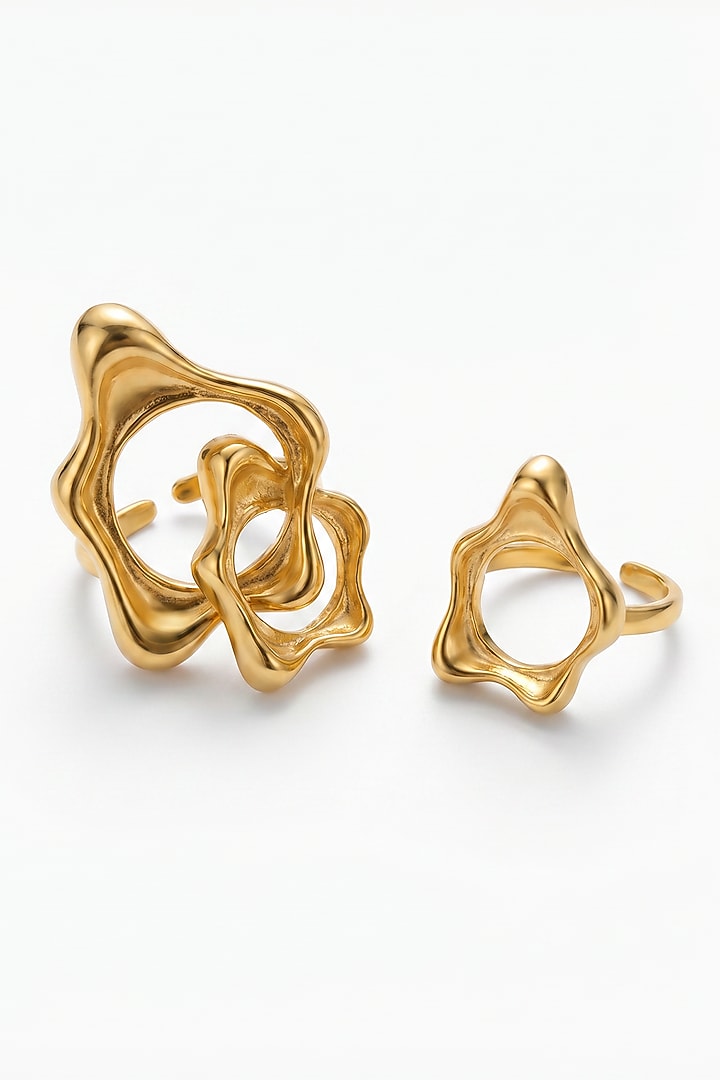 Gold Plated Aura Flow Rings (Set Of 2) by MNSH at Pernia's Pop Up Shop