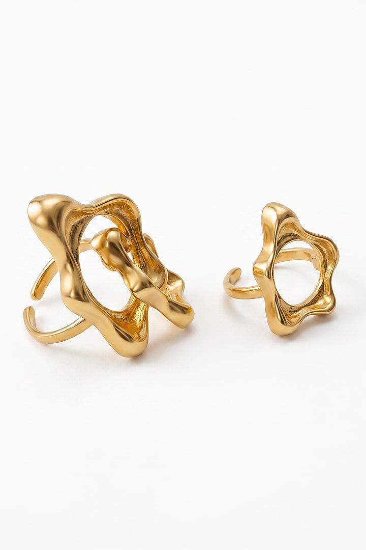 Gold Plated Aura Flow Rings (Set Of 2) by MNSH at Pernia's Pop Up Shop