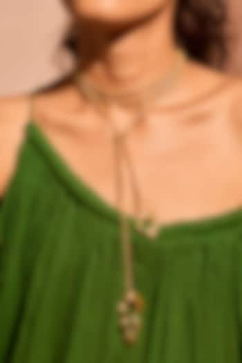 Gold Plated Brass Lariat Necklace by MNSH at Pernia's Pop Up Shop