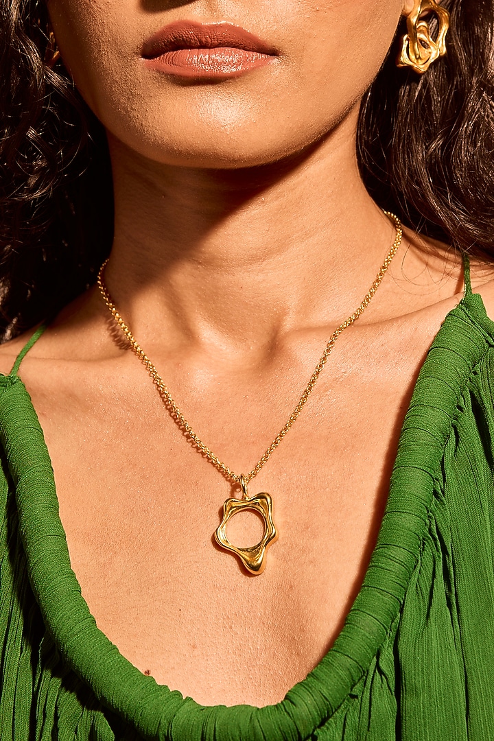 Gold Plated Brass Aura Flow Pendant Necklace by MNSH at Pernia's Pop Up Shop