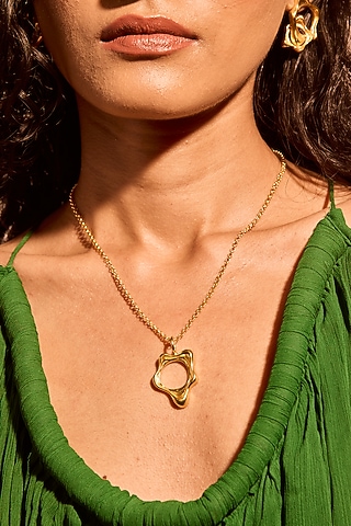 Gold Plated Brass Aura Flow Pendant Necklace by MNSH