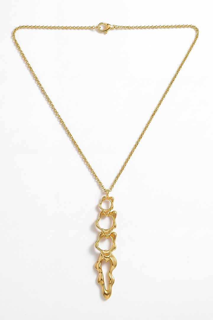 Gold Plated Brass Fluid Necklace by MNSH at Pernia's Pop Up Shop