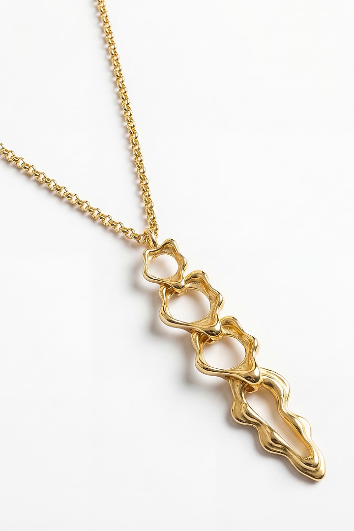 Gold Plated Brass Fluid Necklace by MNSH at Pernia's Pop Up Shop