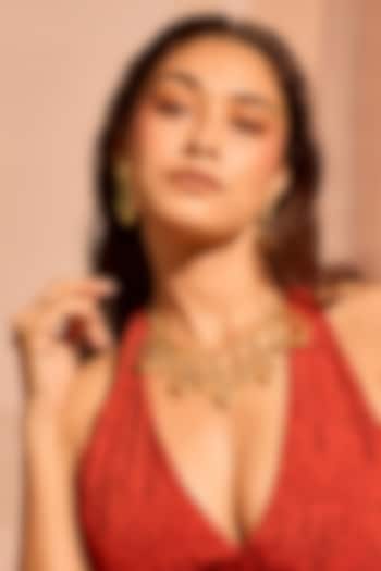 Gold Plated Brass Fluid Curve Necklace by MNSH at Pernia's Pop Up Shop