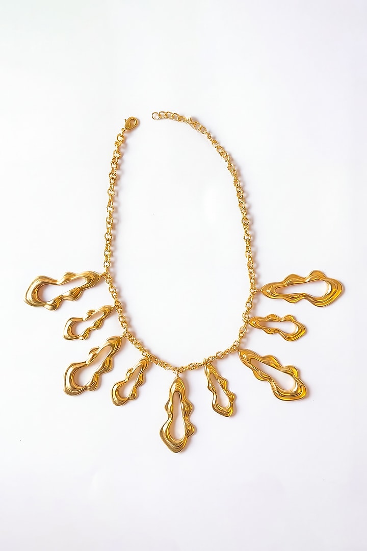 Gold Plated Brass Fluid Curve Necklace by MNSH at Pernia's Pop Up Shop