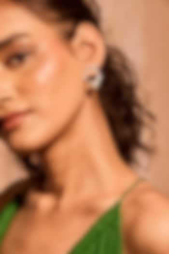 Silver Finish Brass Fluid Stud Earrings by MNSH at Pernia's Pop Up Shop