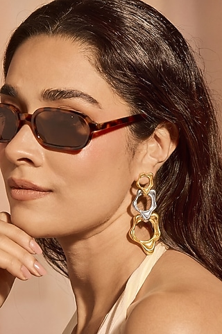 Two-Tone Plated Brass Fluid Trio Earrings by MNSH