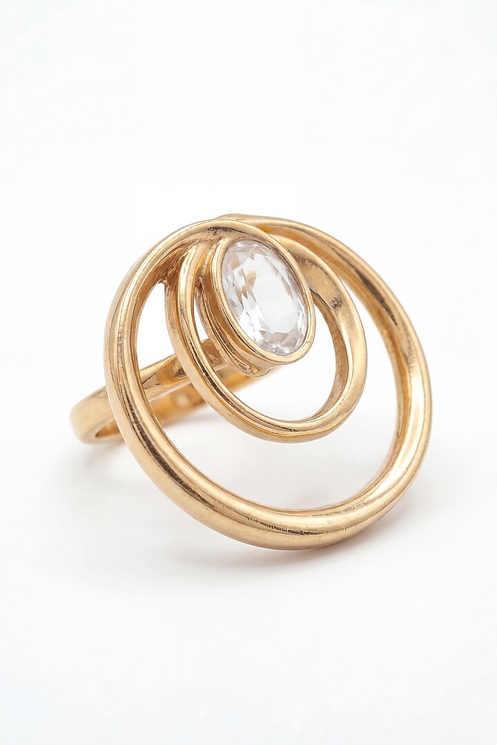 Gold Plated Mirror Wave Curve Ring by MNSH at Pernia's Pop Up Shop