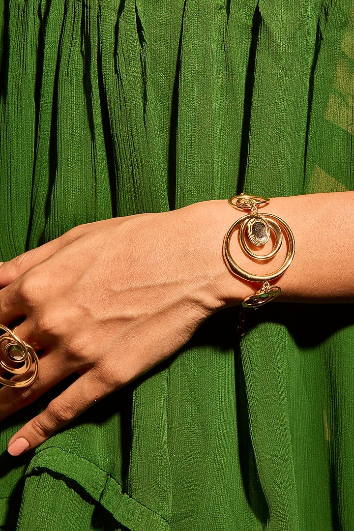 Gold Plated Mirror Wave Curve Bracelet by MNSH at Pernia's Pop Up Shop