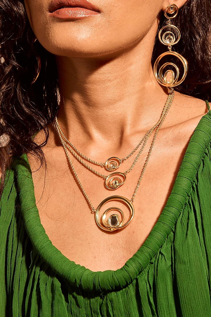 Gold Plated Mirror Wave Curved Layered Necklace by MNSH at Pernia's Pop Up Shop