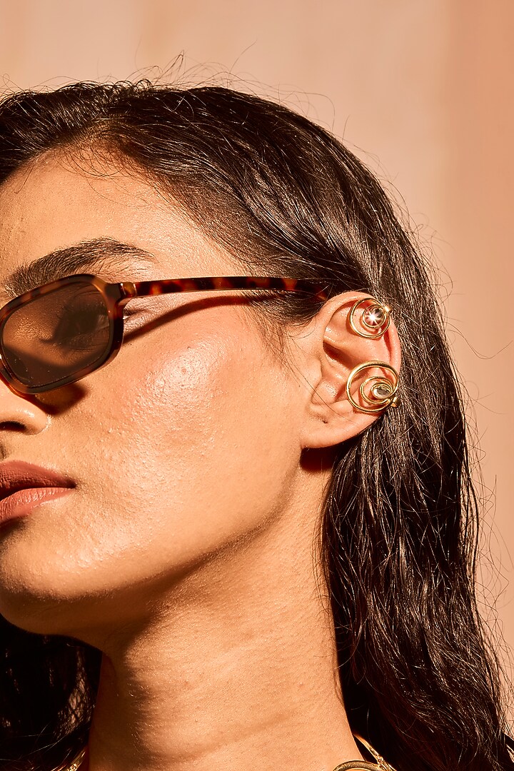 Gold Plated Mirror Wave Earcuffs by MNSH at Pernia's Pop Up Shop