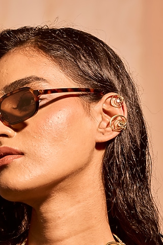 Gold Plated Mirror Wave Earcuffs by MNSH