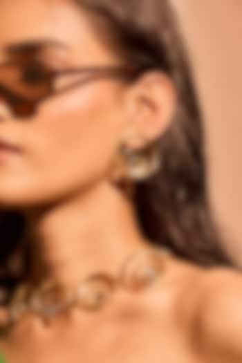 Gold Plated Mirror Wave Stud Earrings by MNSH at Pernia's Pop Up Shop