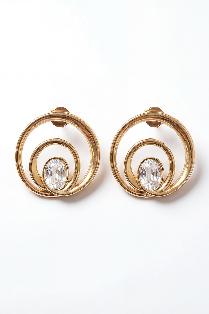 Gold Plated Mirror Wave Stud Earrings by MNSH at Pernia's Pop Up Shop