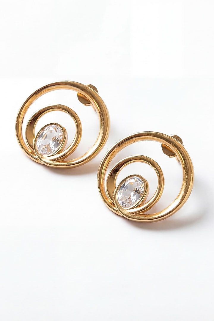 Gold Plated Mirror Wave Stud Earrings by MNSH at Pernia's Pop Up Shop