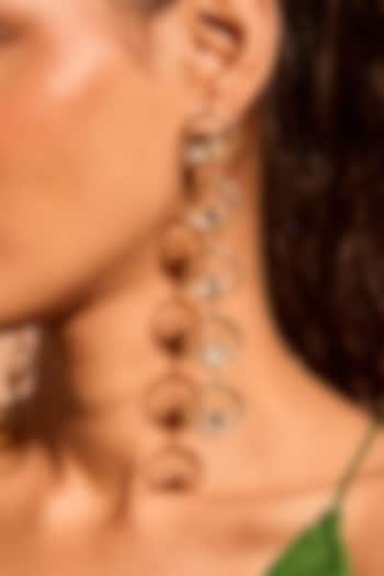 Gold Plated Mirror Wave Long Earrings by MNSH at Pernia's Pop Up Shop