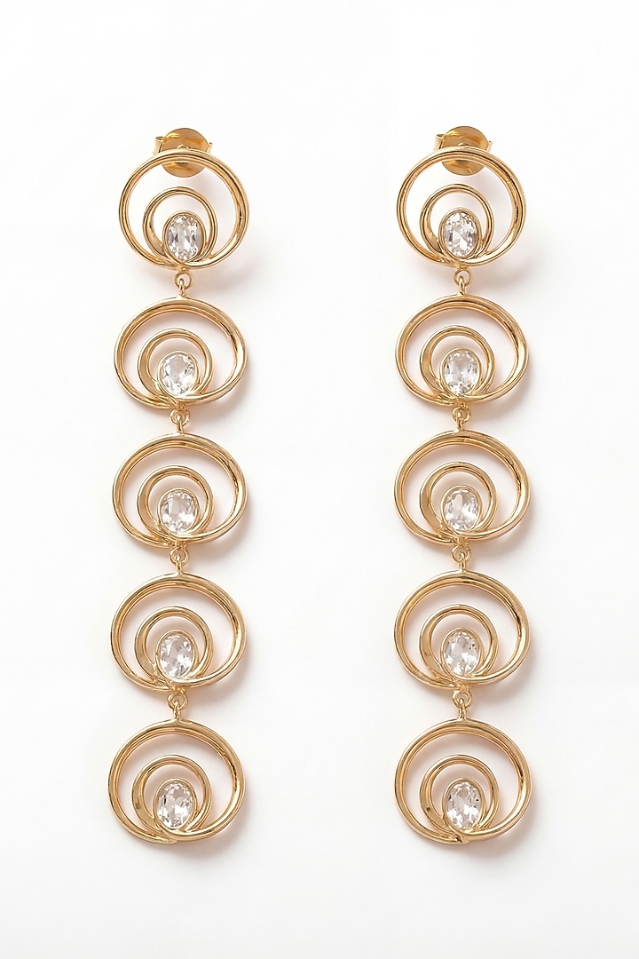 Gold Plated Mirror Wave Long Earrings by MNSH at Pernia's Pop Up Shop