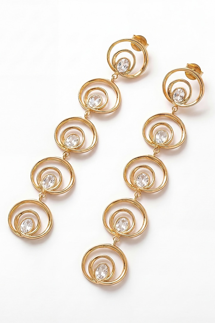 Gold Plated Mirror Wave Long Earrings by MNSH at Pernia's Pop Up Shop