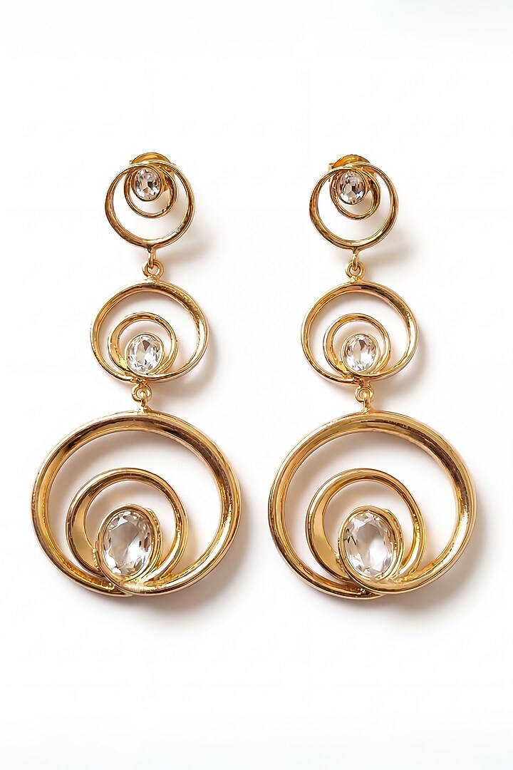 Gold Plated Mirror Wave Trio Earrings by MNSH at Pernia's Pop Up Shop