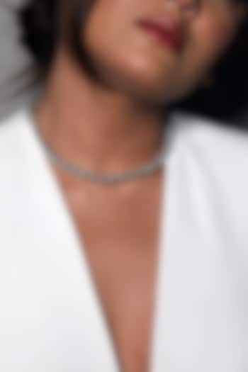 Silver Finish Mini Necklace In Brass by MNSH at Pernia's Pop Up Shop