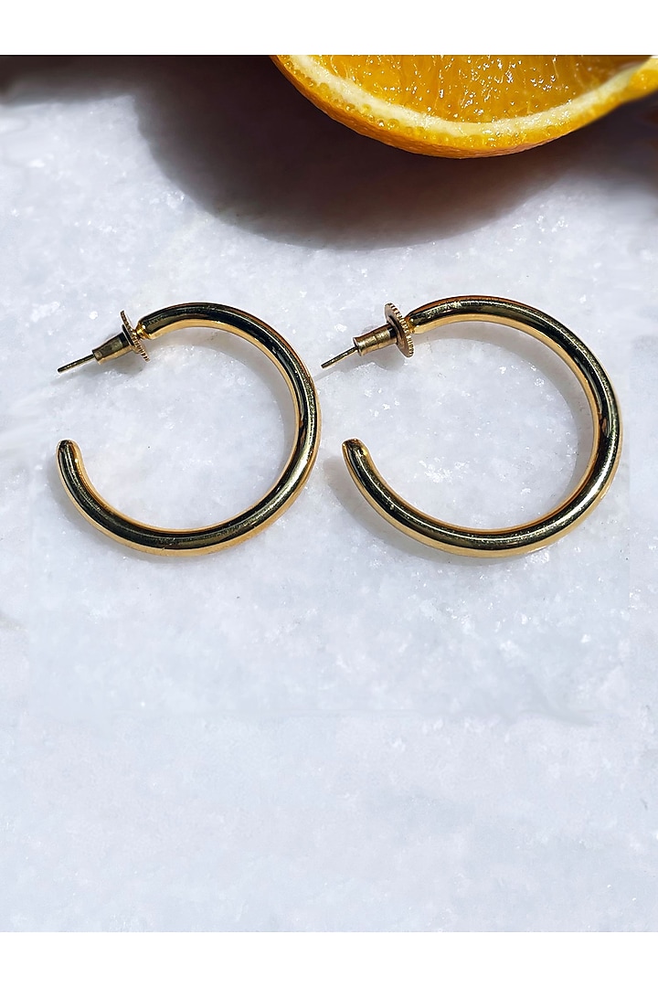 Gold Finish Chunky Mini Oro Hoop Earrings by MNSH at Pernia's Pop Up Shop