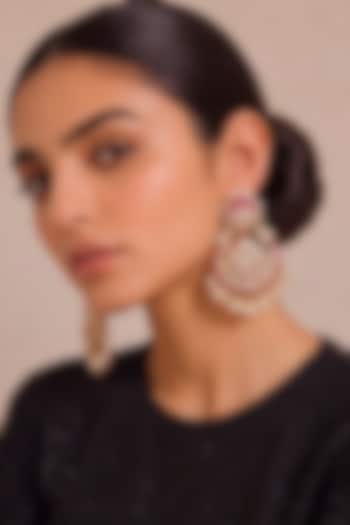 Gold Finish Ruby Gemstone & Pearl Chandbali Earrings by MNSH at Pernia's Pop Up Shop