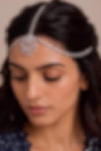 White Rhodium Finish Zircon Mathapatti by MNSH at Pernia's Pop Up Shop