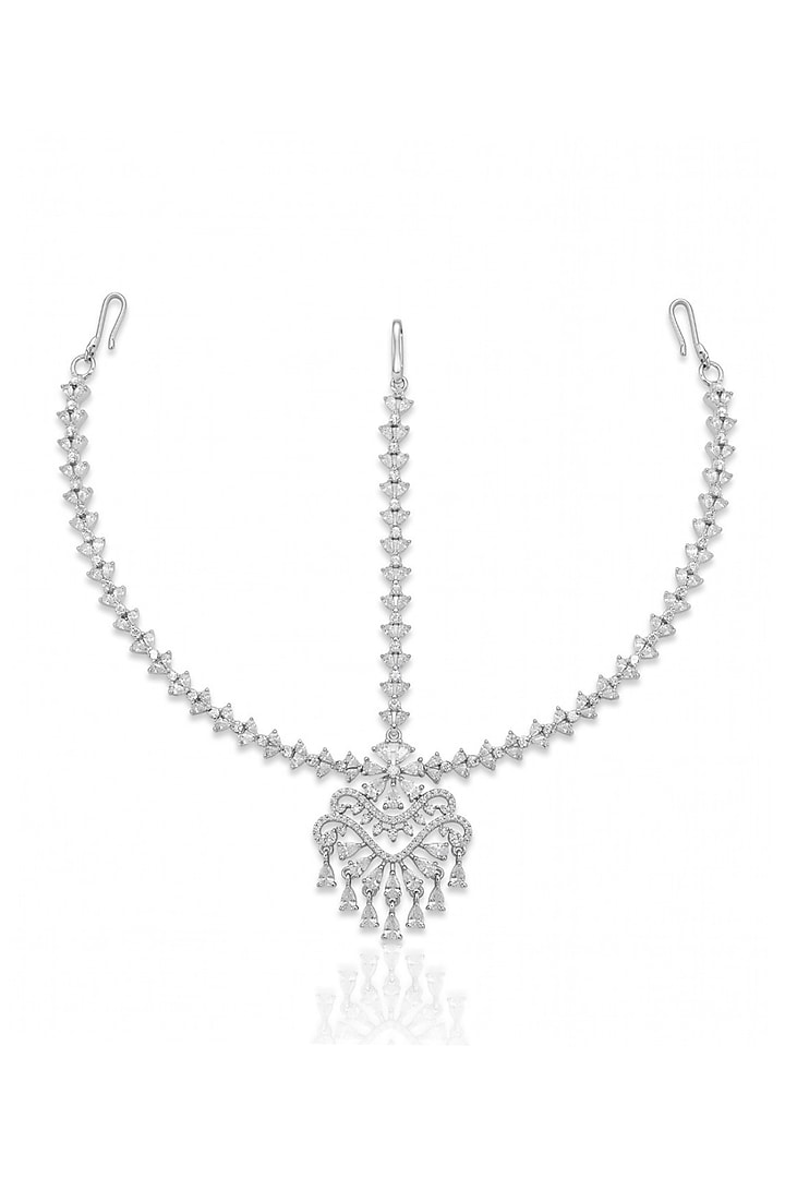 White Rhodium Finish Zircon Mathapatti by MNSH at Pernia's Pop Up Shop