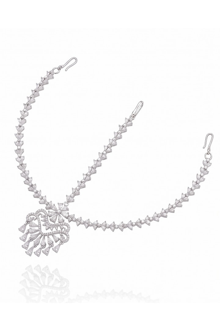 White Rhodium Finish Zircon Mathapatti by MNSH at Pernia's Pop Up Shop