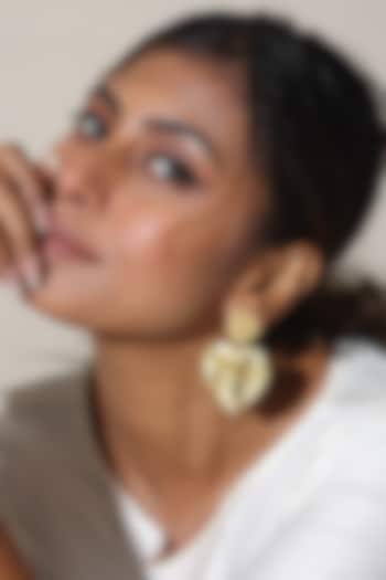 Gold Finish Textured Heart Earrings by MNSH at Pernia's Pop Up Shop
