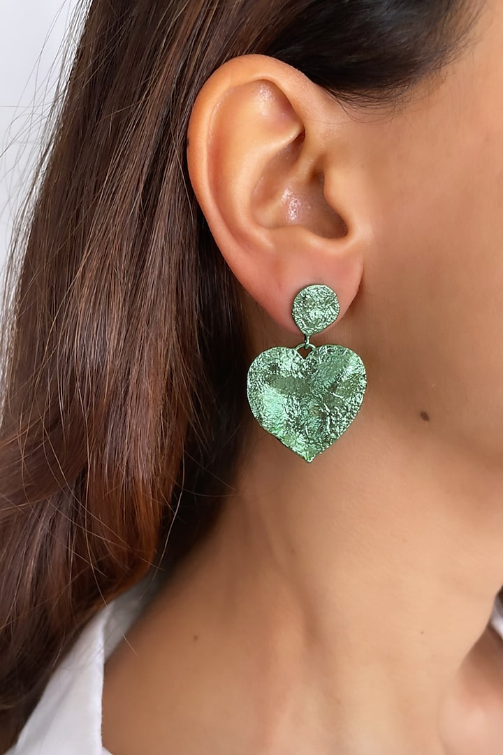 Green Heart Earrings by MNSH
