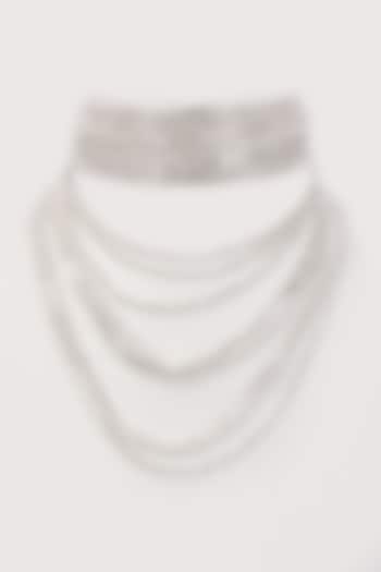 White Finish Rhinestone Choker Necklace by MNSH