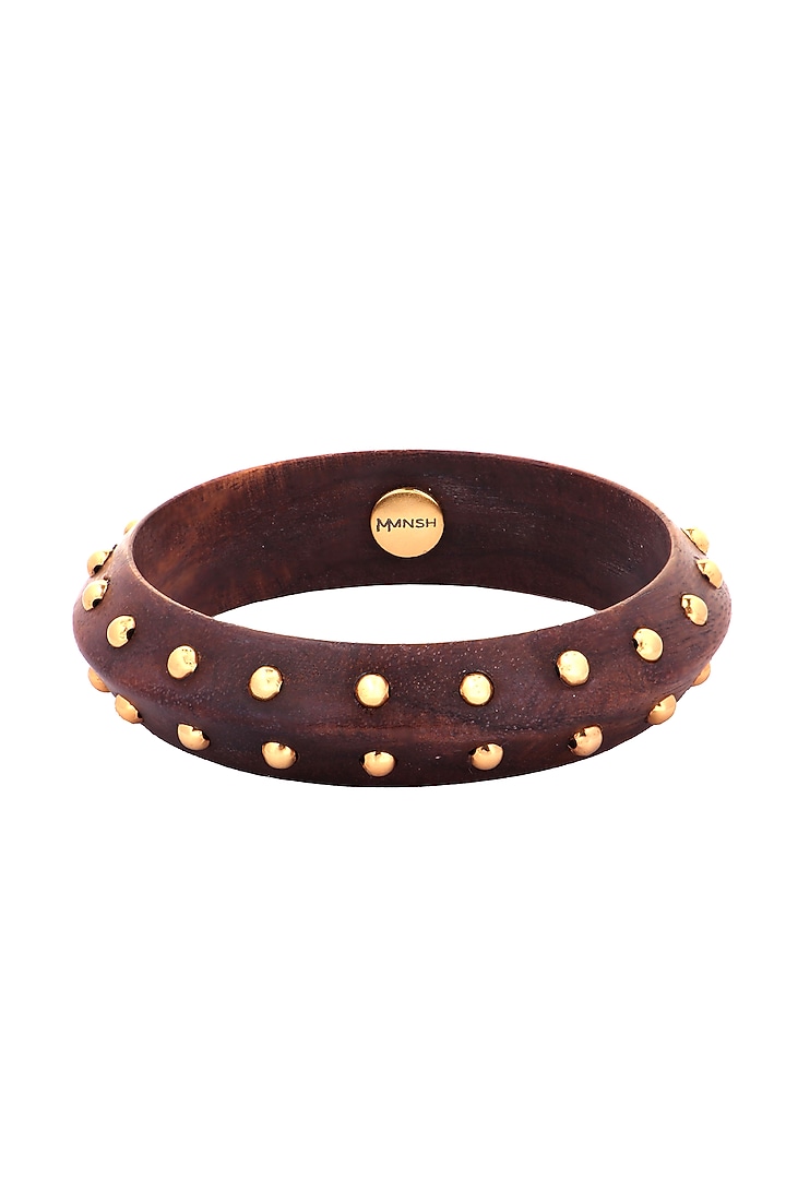 Gold Finish Wooden Bangle by MNSH at Pernia's Pop Up Shop