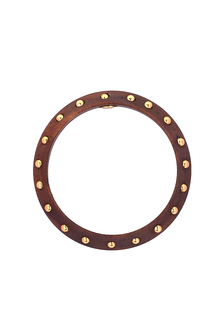 Gold Finish Wooden Bangle by MNSH at Pernia's Pop Up Shop