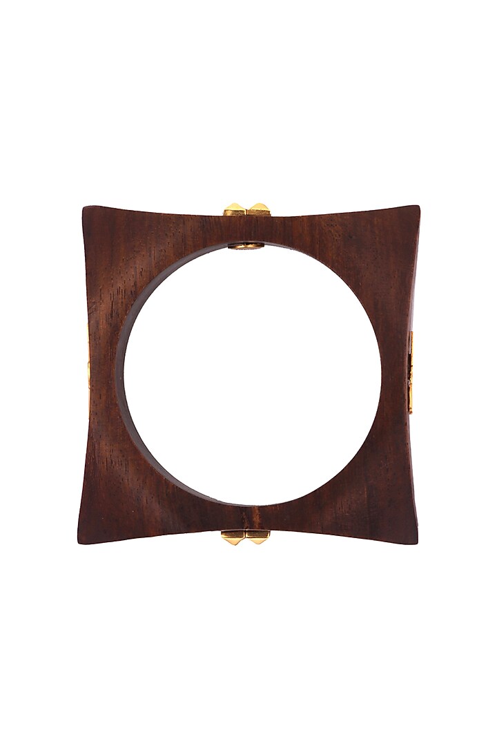 Gold Finish Nidar Shakti Square Bangle by MNSH at Pernia's Pop Up Shop