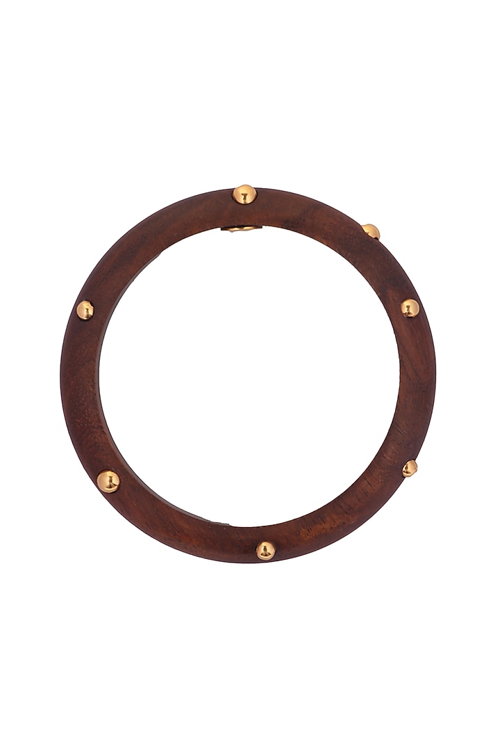 Gold Finish Wooden Bangle by MNSH at Pernia's Pop Up Shop