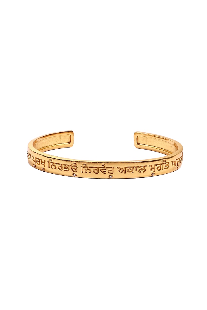 Gold Finish Ek Onkar Mantra Cuff by MNSH at Pernia's Pop Up Shop